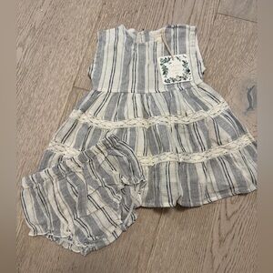 Chelsea & Violet Baby Outfit in White and Blue